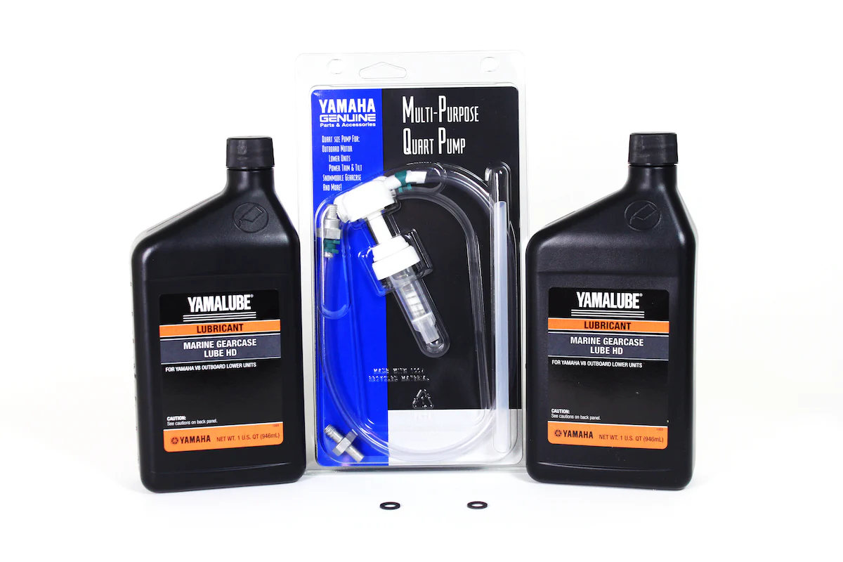 Yamaha ACC-GLUBE-HD-QT 90430-08003-00 (Supersedes 90430-08020-00) ACC-PUMP0-00-QT - Marine HD Gear Lube Oil Kit Outboard
