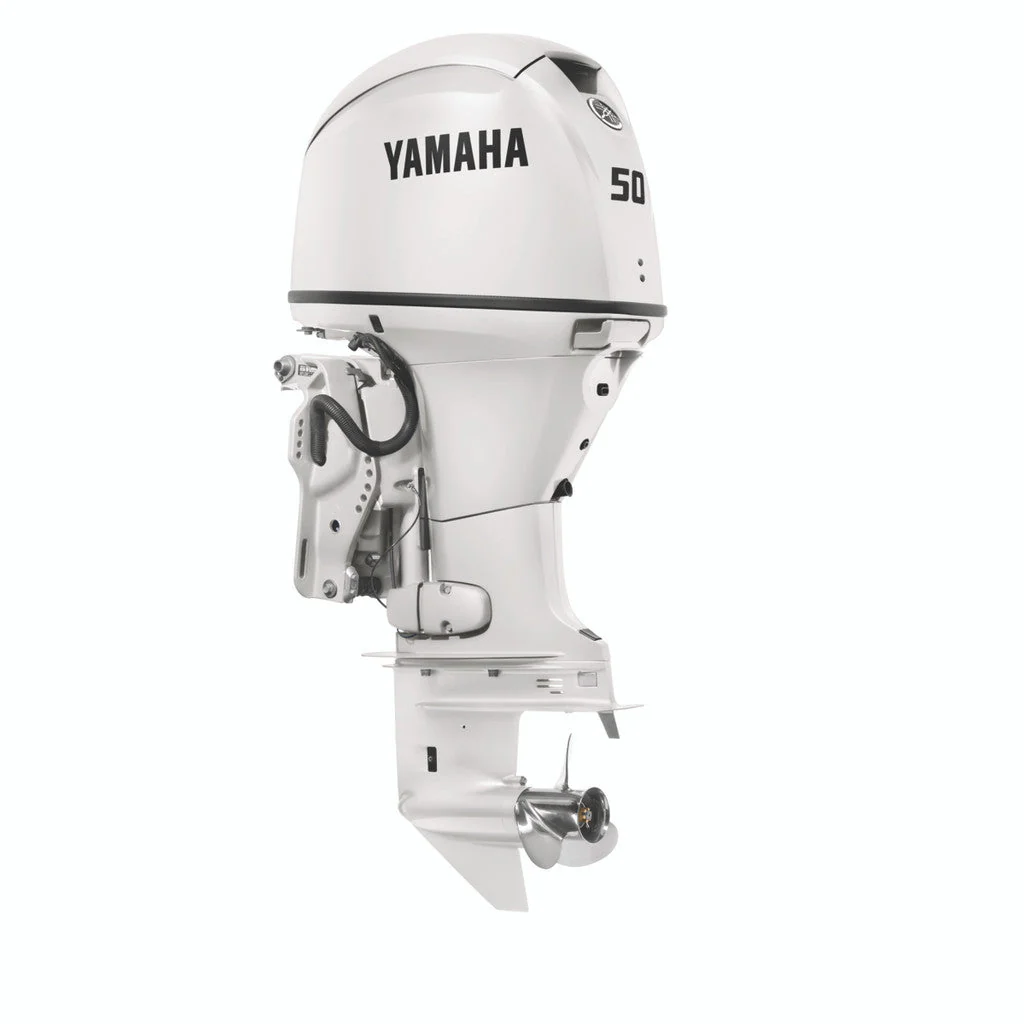 Yamaha F50LC2 Outboard - 20-Inch Shaft | Pearl White | Remote Control | Electric Start | Power Trim & Tilt |